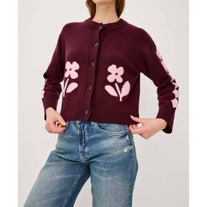 NEW RAILS women's mavie cardigan in garnet daisy